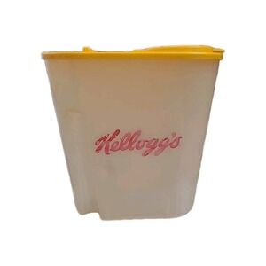 Vintage 1996 KELLOGG'S Plastic Cereal Food Container Yellow Lid